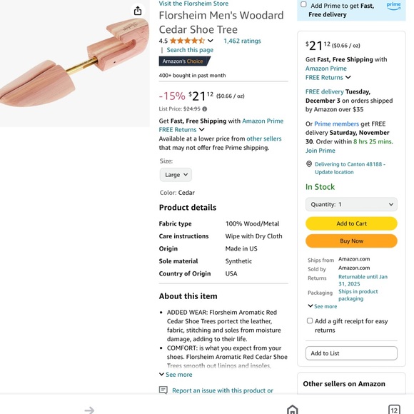 Shoe horn inserts by Florsheim - Picture 2 of 5